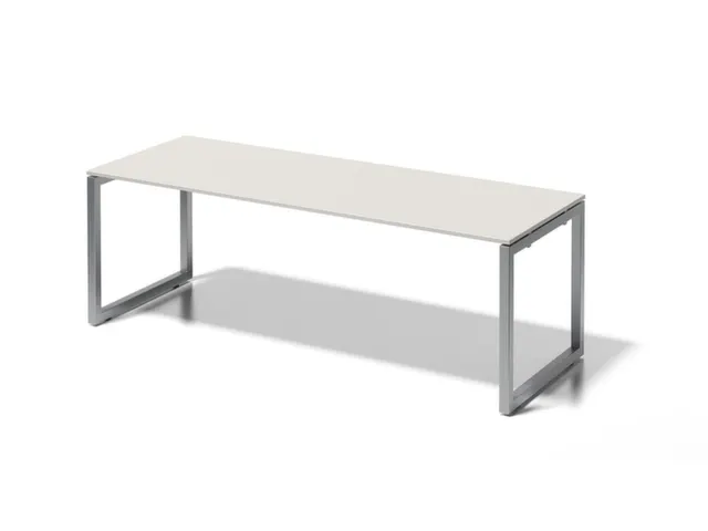 bureau,HxBxD 740x2200x800mm,blad grijswit,sledeframe zilverkleurig
