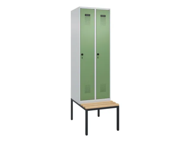 locker met bank,voor scheiding van kleding,HxBxD 2120x600x815mm,2vak
