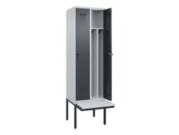 locker met bank,voor scheiding van kleding,HxBxD 2120x600x815mm,2vak