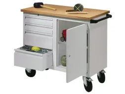 Werkplaatswagen 400kg Staalplaat 915x1090x600mm 1 Kast 4 Laden