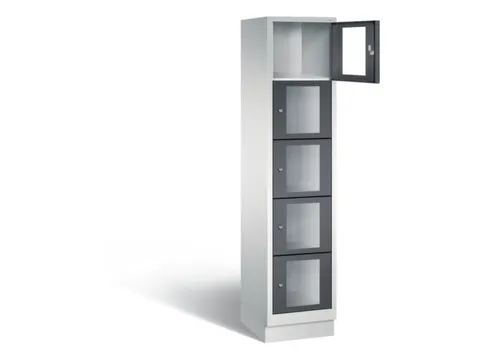 Lockerkast 1800x420x500mm 1x5 vakken Cilinderslot, Sokkel, RAL7021