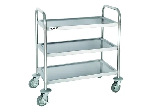 Serveerwagen Vogue RVS met 3 plateaus 128kg 82.5x71cm