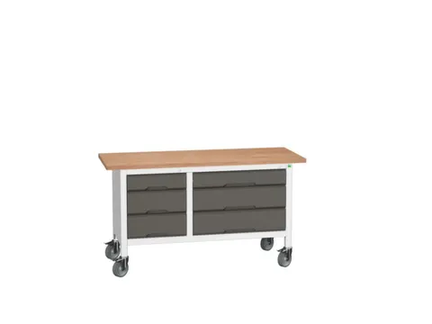 werkbank HxBxD 830x1500x600mm multiplexblad 6laden RAL7035