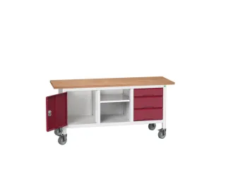 werkbank,HxBxD 830x1750x600mm,multiplexblad,uitrusting: 3laden,kast - 1