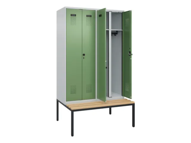 locker met bank,voor scheiding van kleding,HxBxD 2120x1200x815mm,4vak