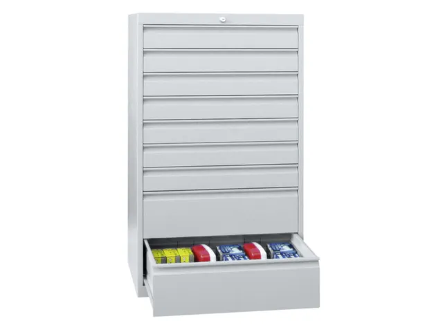 ladekast HxBxD 1000x715x600mm 8laden slot RAL7035 front RAL7035