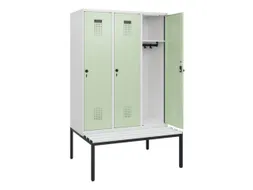 locker met bank,HxBxD 1950x1200x815mm,3vak,vak B 400mm,draaigrendel