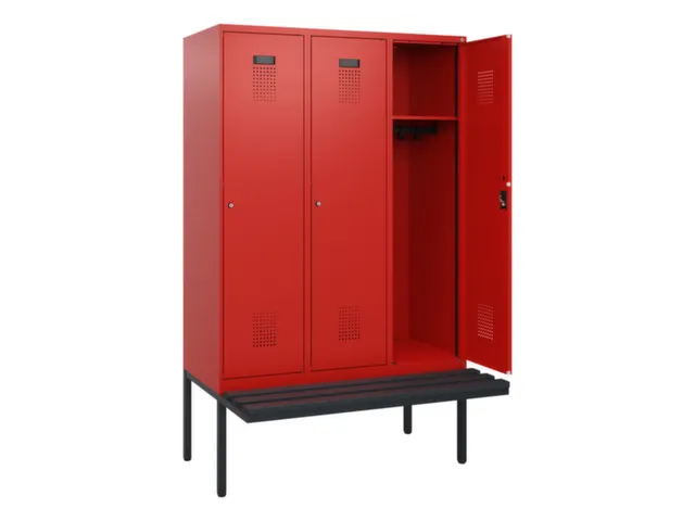 locker met bank,HxBxD 1950x1200x815mm,3vak,vak B 400mm,cilinderslot