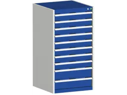 ladekast HxBxD 1200x650x650mm 10laden RAL7035 front RAL5010