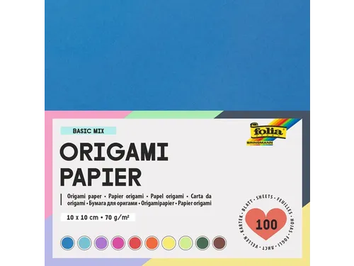 Origami papier Folia 70gr 10x10cm 100 vel assorti kleuren