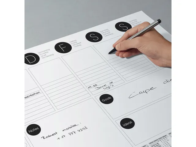 bureau onderlegger Sigel 42x29,7cm week planner kalender zwart