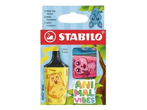 Markeerstift STABILO BOSS Animal Vibes mini assorti blister à 3 stuks