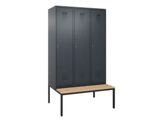 locker met bank,voor scheiding van kleding,HxBxD 2120x1200x815mm,3vak - 2