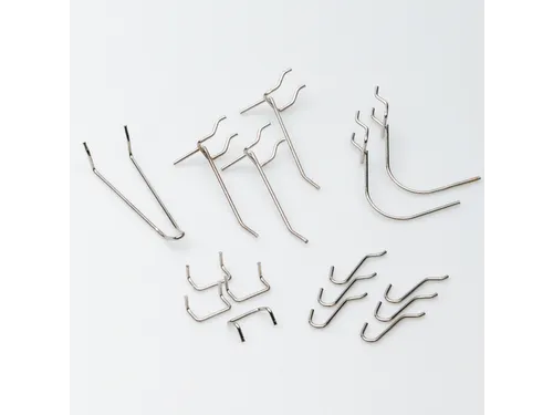 Houderassortiment,V. Perfoplaat,5Haakuitvoeringen,16-Delig,Verchroomd