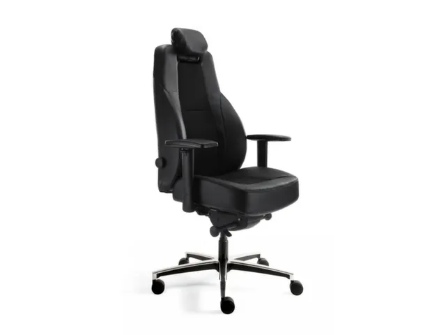 Chaise de bureau 24 heures Assise cuir/tissu Noir