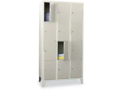 lockerkast,HxBxD 1850x900x500mm,3x4vakken,RAL7035,front RAL7016
