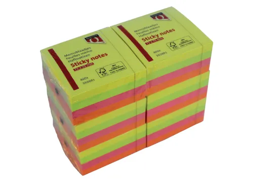 Memoblok Quantore 76x76mm neon kleuren assorti 4 kleuren