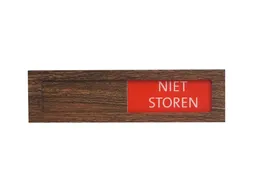 Premium Schuifbord Donker Houtlook Wit Niet Storen 150x40mm