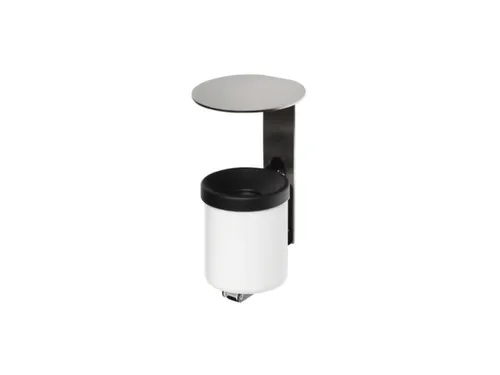 Wandasbak 0.6 liter HxØ 210x90mm Ral9016 Wit Staal Overkapping Rvs