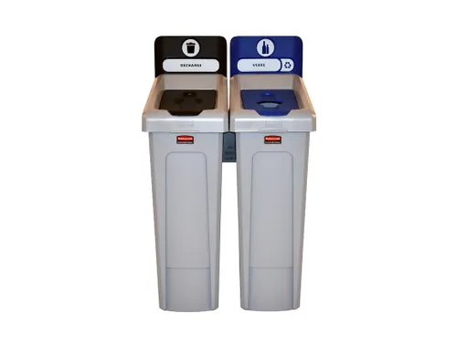 Slim Jim Recyclingstation Frans Deksel Gesloten Zwart Flessen Blauw