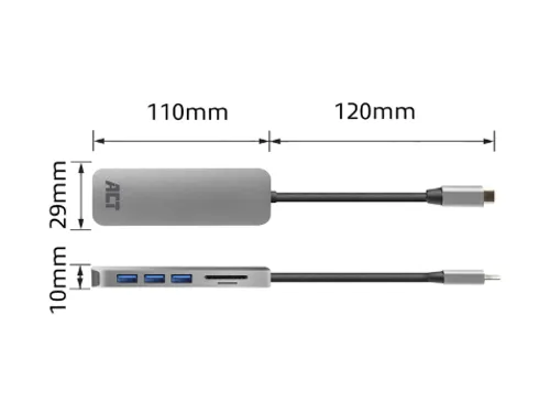 USB-C Hub 3.0 3x USB-A Cardreader PD