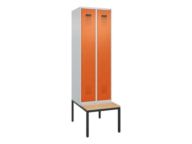 locker met bank,voor scheiding van kleding,HxBxD 2120x600x815mm,2vak