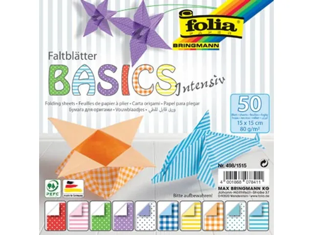 vouwpapier Basic Intensive 15 x 15 cm pak met 50 vel