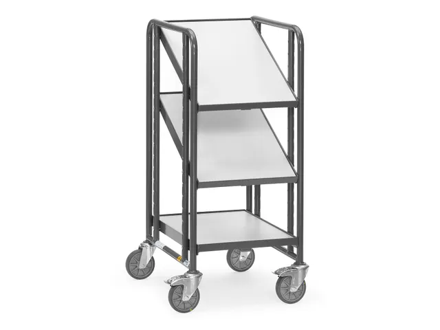 Esd-eurobakkenwagen 9381 250kg 600x400mm 3 Etages Hout Ral7015