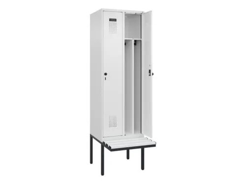 locker met bank,voor scheiding van kleding,HxBxD 2120x600x815mm,2vak