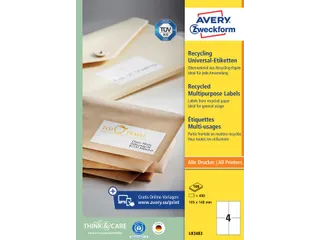 Etiket Avery Zweckform LR3483 105x148mm A6 recycled Wit 400 stuks - 2