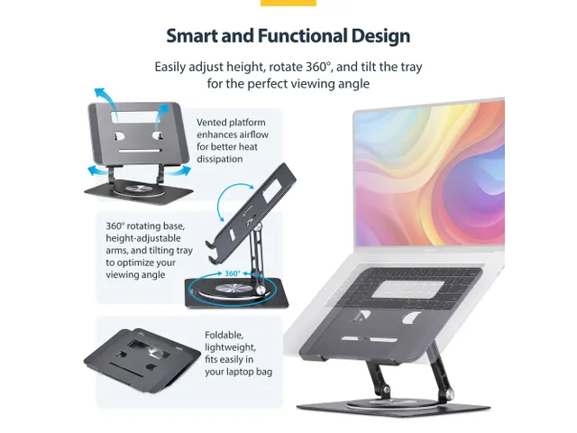 Draaibare Laptopstandaard Zilver tot 5kg Laptops