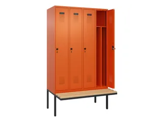locker met bank,voor scheiding van kleding,HxBxD 2120x1200x815mm,4vak - 1