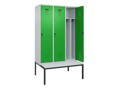 locker met bank,voor scheiding van kleding,HxBxD 2120x1200x815mm,3vak