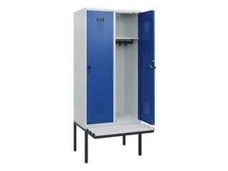 locker met bank,HxBxD 1950x800x815mm,2vak,vak B 400mm,draaigrendel - 1