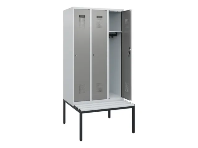 locker met bank,HxBxD 1950x900x815mm,3vak,vak B 300mm,cilinderslot