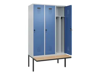 locker met bank,voor scheiding van kleding,HxBxD 2120x1200x815mm,3vak - 1