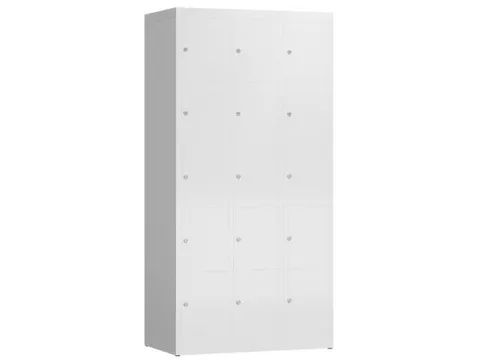 Lockerkast 1800x870x500mm 3x5 vakken cilinderslot, sokkel, RAL9003