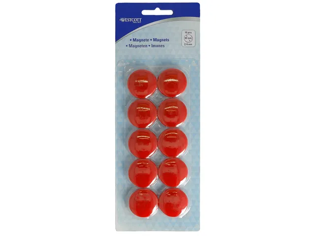 Aimant Westcott Ø 30x8mm 900g Rouge Set 10 pièces