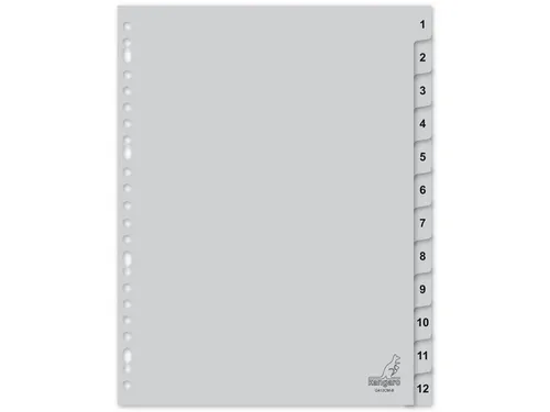 Tabblad Kangaro A4 cijfers PP 120 micron grijs 23-gaats 12-delig EB