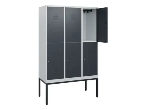 dubbeldekse locker,HxBxD 1950x1200x500mm,3x2vak.,vak B 400mm,cil.-slot