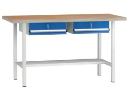 Werkbank Hxbxd 840x1500x700mm 2laden 150mm 1/2legbord Ral7035/ral5010
