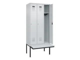 locker met bank,HxBxD 2120x900x815mm,3vak,vak B 300mm,cilinderslot - 1