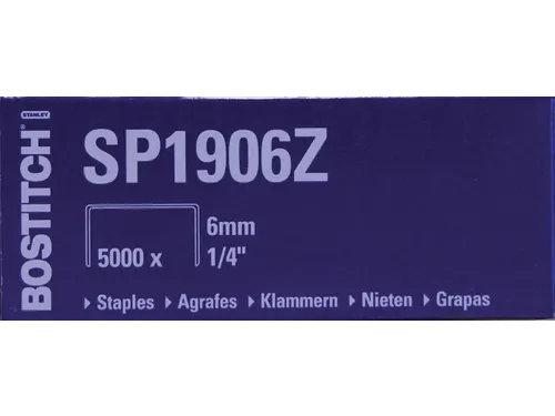 Nieten Bostitch SP1906Z staal 6mm rechte rug 5000 stuks