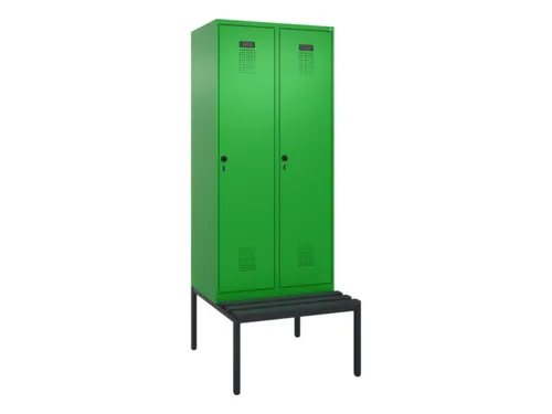 locker met bank,HxBxD 2120x800x815mm,2vak,vak B 400mm,draaigrendel