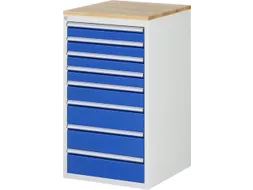 ladekast 1035x580x650mm 8laden cilinderslot RAL7035 RAL5010 beuken