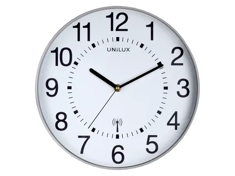 Wandklok Unilux Maxi radio controlled Ø37,5cm lichtgrijs/wit cijfers