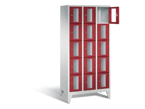 Lockerkast 1850x900x500mm 3x5 vakken Cilinderslot Poten, RAL3003