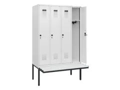 locker met bank,HxBxD 1950x1200x815mm,4vak,vak B 300mm,draaigrendel
