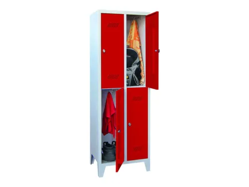 dubbeldekse locker,HxBxD 1850x600x500mm,2x2vak.,RAL7035,front RAL3000