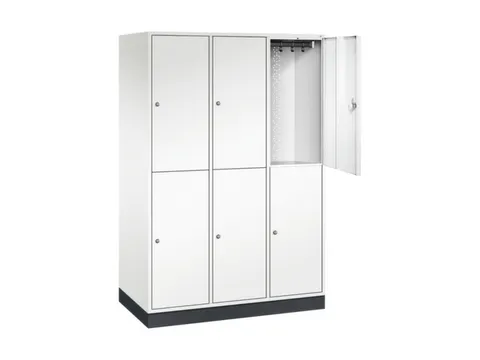 Dubbeldekse garderobekast,HxBxD 1950x1220x600mm,3x2vak.,vak B 360mm